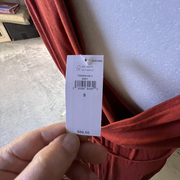 Banana Republic Dress Womens Small Burnt Orange Sleeveless V Neck Wrap Midi - Picture 5 of 5